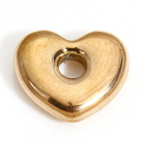 Immagine di 1 Pz Placcatura Sottovuoto 304 Acciaio Inossidabile San Valentino Perline per la Creazione di Gioielli con Ciondoli Fai-da-te Cuore Oro Rosa 13mm x 12mm, Buco: Circa 2.8mm