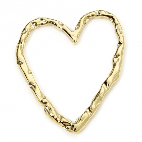 Immagine di 1 Piece Vacuum Plating 304 Stainless Steel Valentine's Day Charms Gold Plated Heart Ripple 30mm x 25mm