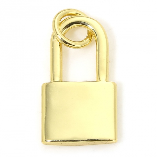 Immagine di 1 Piece Eco-friendly Brass Charms 18K Real Gold Plated Lock 3D 17mm x 8mm