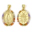 Picture of 1 Piece Eco-friendly Brass Religious Charm Pendant 18K Real Gold Plated Multicolor Virgin Mary Cross 28.5mm x 17.5mm