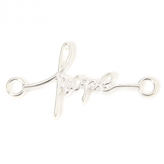 Изображение 50 PCs Zinc Based Alloy Positive Quotes Energy Connectors Charms Pendants Silver Plated English Vocabulary Message " Hope " 33mm x 17mm