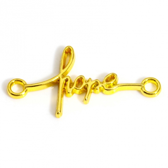 Изображение 50 PCs Zinc Based Alloy Positive Quotes Energy Connectors Charms Pendants Gold Plated English Vocabulary Message " Hope " 33mm x 17mm