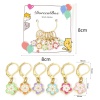 Picture of 1 Set ( 6 PCs/Set) Zinc Based Alloy & Iron Based Alloy Knitting Stitch Markers Earring Bag Charm Pendant Sakura Flower Gold Plated Multicolor Enamel 3cm