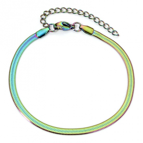 Immagine di 1 Piece 304 Stainless Steel Snake Chain Bracelets Rainbow Color Plated 17cm(6 6/8") long