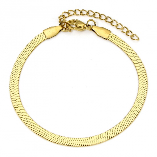 Picture of 1 Piece 304 Stainless Steel Snake Chain Bracelets Gold Plated 17cm(6 6/8") long