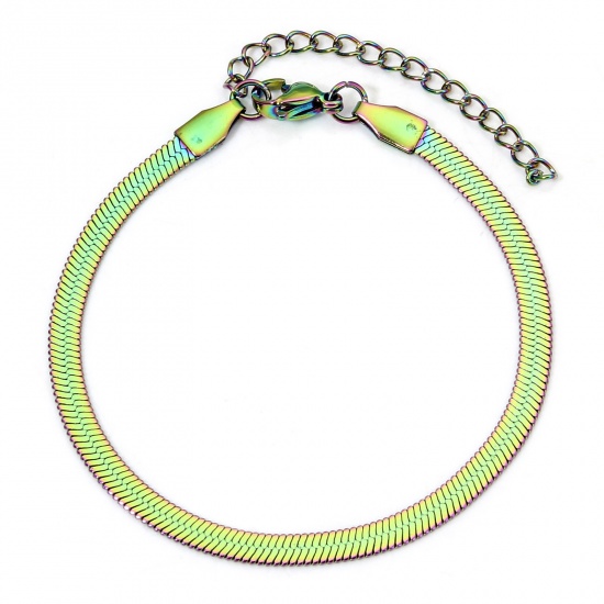 Immagine di 1 Piece 304 Stainless Steel Snake Chain Bracelets Rainbow Color Plated 17cm(6 6/8") long