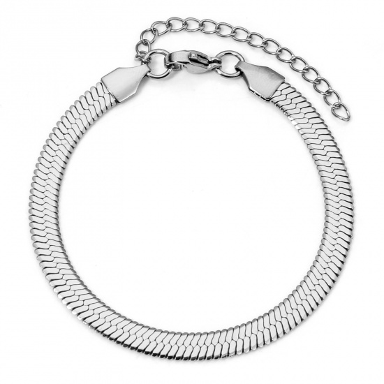 Immagine di 1 Piece 304 Stainless Steel Snake Chain Bracelets Silver Tone 17cm(6 6/8") long
