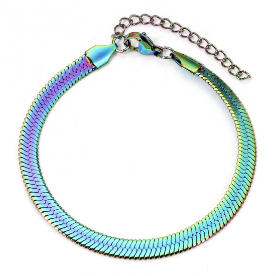 Immagine di 1 Piece 304 Stainless Steel Snake Chain Bracelets Rainbow Color Plated 17cm(6 6/8") long