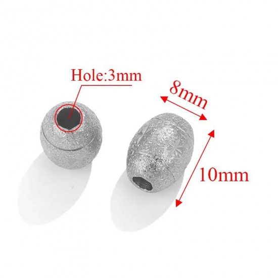 Image de 2 Pcs Perles pour DIY Fabrication de Bijoux en 304 Acier Inoxydable Placage sous Vide Tonneau Couleur Or 18K Motif Sculpté Amas Stellaire 10mm x 8mm, Trou: env. 2.8mm