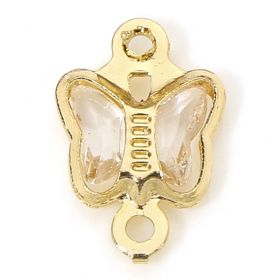 Immagine di 10 PCs Brass & Glass Insect Connectors Charms Pendants Gold Plated Transparent Clear Butterfly Animal 11mm x 7mm