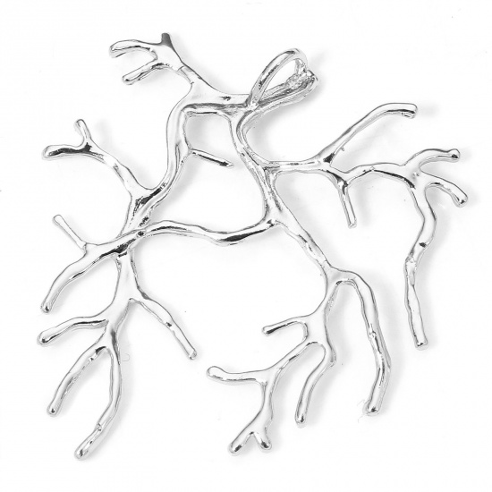 Imagen de 2 Unidades Latón Colgantes de Base en Blanco para Accesorios de Fabricación de Joyas DIY Cameo Argentado Ramo 3.5cm x 3cm