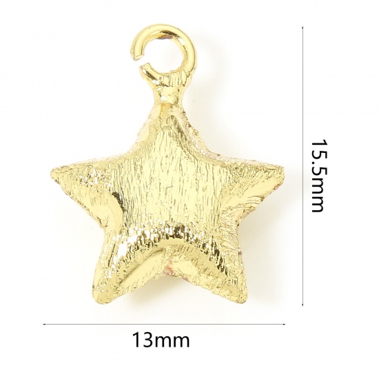 Immagine di 1 Pz Ottone Galassia Ciondoli Stella a Cinque Punte Placcato Oro 18K Smerigliato 15.5mm x 13mm