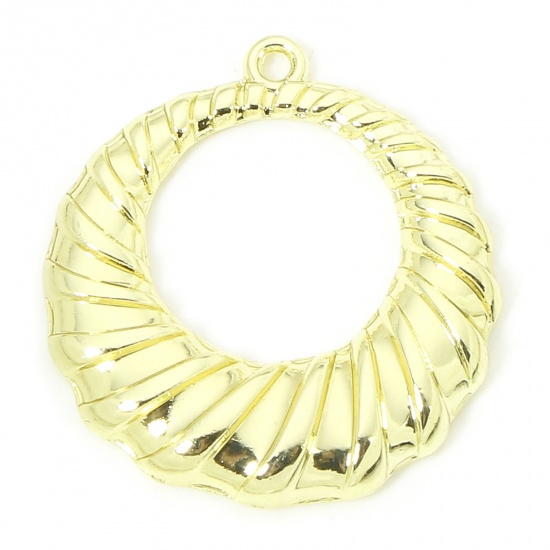 Picture of 10 PCs Zinc Based Alloy Geometric Pendants Gold Plated Round Spiral Hollow 3.1cm x 2.8cm