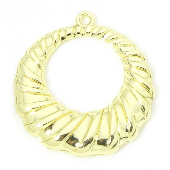 Immagine di 10 PCs Zinc Based Alloy Geometric Pendants Gold Plated Round Spiral Hollow 3.1cm x 2.8cm