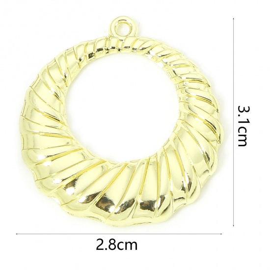 Picture of 10 PCs Zinc Based Alloy Geometric Pendants Gold Plated Round Spiral Hollow 3.1cm x 2.8cm