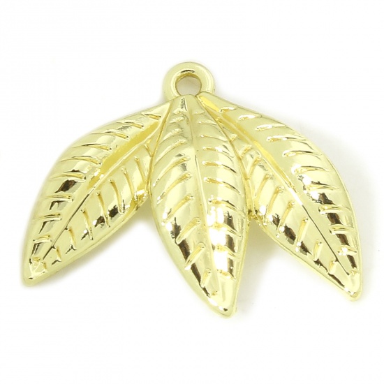 Picture of 10 PCs Zinc Based Alloy Charms Gold Plated Leaf 22.5mm x 19mm