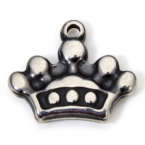 Immagine di 1 Piece Eco-friendly 304 Stainless Steel Retro Charms Gunmetal Crown 17mm x 14mm