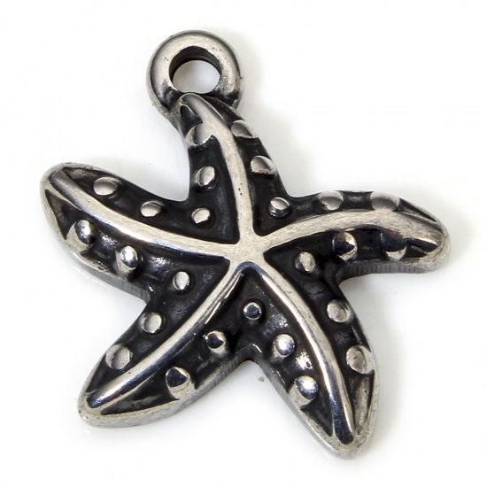 Immagine di 1 Piece Eco-friendly 304 Stainless Steel Retro Charms Gunmetal Star Fish 19.5mm x 16mm