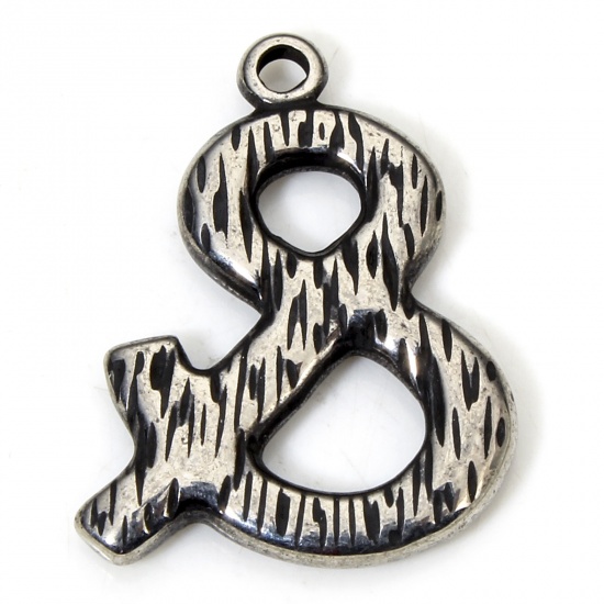 Immagine di 1 Piece Eco-friendly 304 Stainless Steel Retro Charms Gunmetal Ampersand " & " 23mm x 18mm