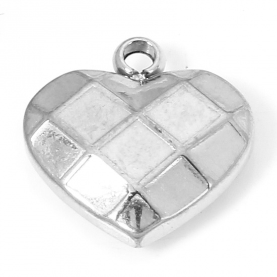 Immagine di 1 Piece Eco-friendly 304 Stainless Steel Stylish Charms Silver Tone Heart 11.5mm x 10.5mm