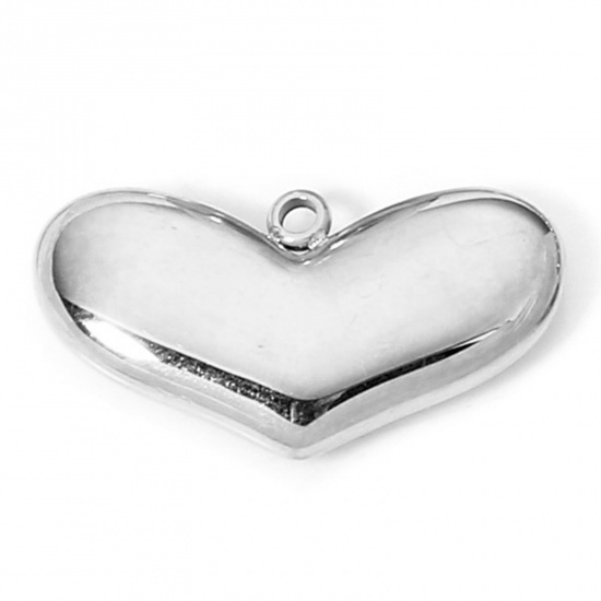 Immagine di 1 Piece Eco-friendly 304 Stainless Steel Stylish Charms Silver Tone Heart 24mm x 13mm