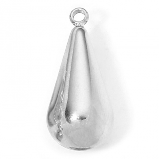 Immagine di 1 Piece Eco-friendly 304 Stainless Steel Stylish Charms Silver Tone Drop 23mm x 10mm