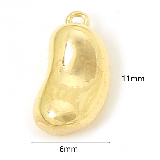 Imagen de 2 Unidades Respetuoso del Medio Ambiente Latón Colgantes Guisante 18K Oro Real Chapado 3D 11mm x 6mm