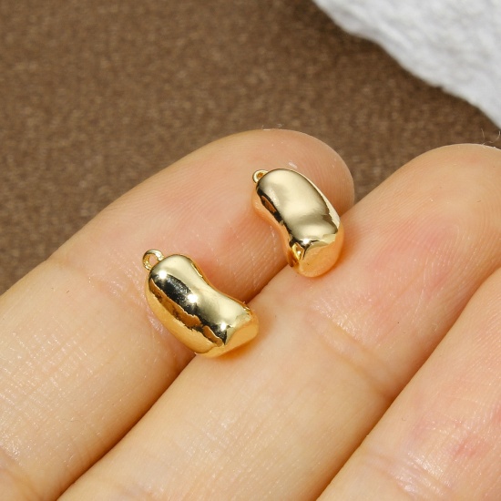 Imagen de 2 Unidades Respetuoso del Medio Ambiente Latón Colgantes Guisante 18K Oro Real Chapado 3D 11mm x 6mm