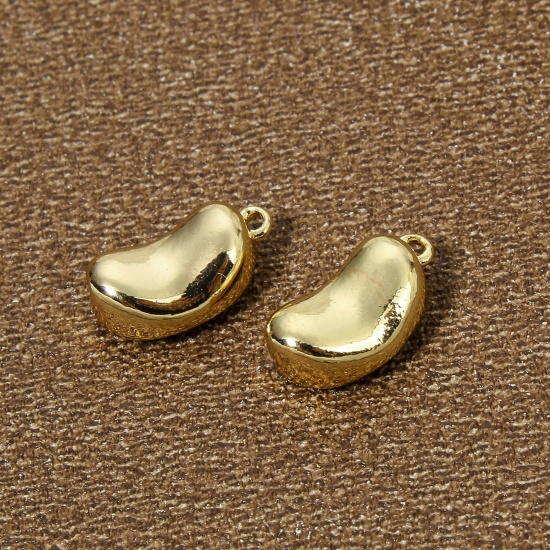 Imagen de 2 Unidades Respetuoso del Medio Ambiente Latón Colgantes Guisante 18K Oro Real Chapado 3D 11mm x 6mm
