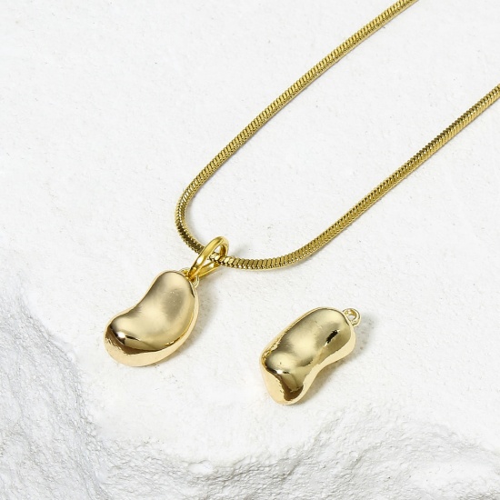 Imagen de 2 Unidades Respetuoso del Medio Ambiente Latón Colgantes Guisante 18K Oro Real Chapado 3D 11mm x 6mm