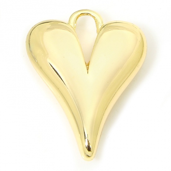 Imagen de 2 Unidades Respetuoso del Medio Ambiente Latón día de San Valentín Colgantes Corazón 18K Oro Real Chapado 20mm x 15mm