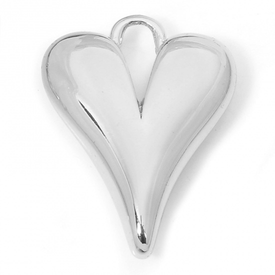 Immagine di 2 PCs Eco-friendly Brass Valentine's Day Charms Real Platinum Plated Heart 20mm x 15mm