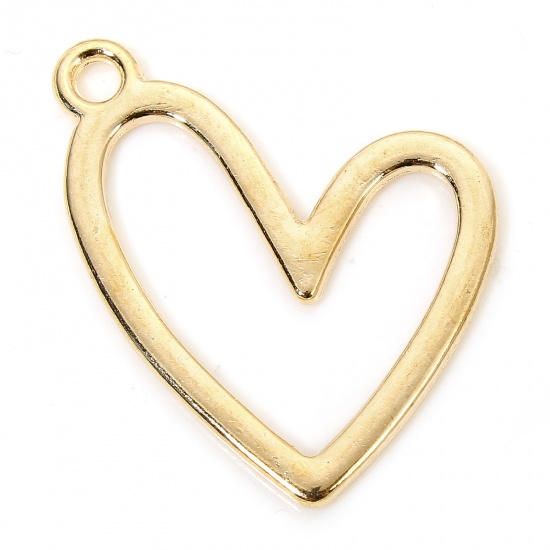 Immagine di 20 PCs Zinc Based Alloy Valentine's Day Charms KC Gold Plated Heart Hollow 25mm x 21mm