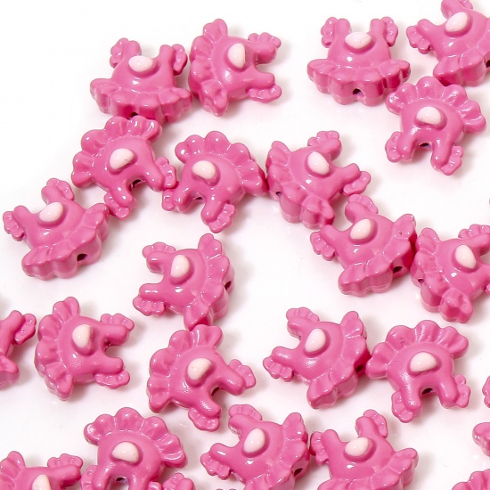 Immagine di 10 PCs Zinc Based Alloy Clothes Spacer Beads For DIY Charm Jewelry Making Fuchsia Dress Enamel About 12mm x 11mm, Hole: Approx 1mm