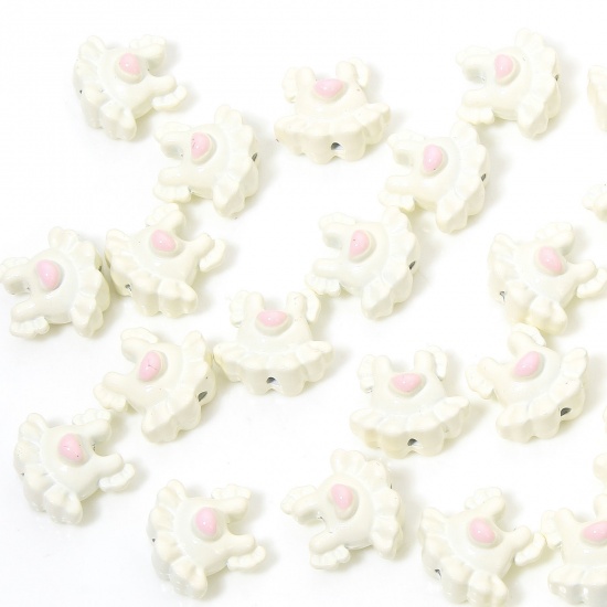 Immagine di 10 PCs Zinc Based Alloy Clothes Spacer Beads For DIY Charm Jewelry Making White Dress Enamel About 12mm x 11mm, Hole: Approx 1mm