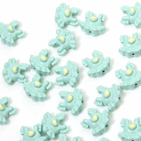 Immagine di 10 PCs Zinc Based Alloy Clothes Spacer Beads For DIY Charm Jewelry Making Mint Green Dress Enamel About 12mm x 11mm, Hole: Approx 1mm
