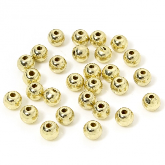 Immagine di 50 PCs Zinc Based Alloy Spacer Beads For DIY Charm Jewelry Making Gold Plated Round About 6mm Dia., Hole: Approx 1.4mm