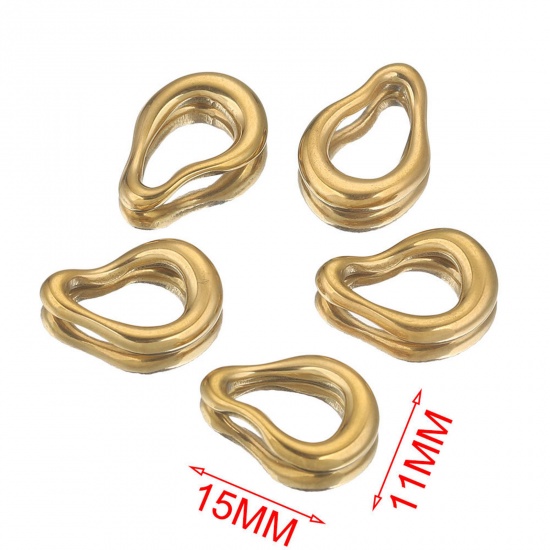 Immagine di 2 Pz 304 Acciaio Inossidabile Pendenti Charms Connettori Irregolare Placcato Oro 18K Goccia 16mm x 11mm