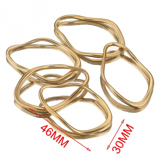 Immagine di 2 Pz 304 Acciaio Inossidabile Pendenti Charms Connettori Irregolare Placcato Oro 18K Goccia 46mm x 29mm