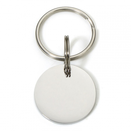 Picture of 1 Piece 304 Stainless Steel Pet ID Dog Collar Name Tag Blank Stamping Tags Keychain & Keyring Silver Tone Round Mirror Polishing 6cm x 2.5cm