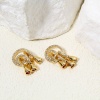 Picture of 1 Piece Eco-friendly Brass End Caps For Necklace Bracelet Jewelry Making Circle Ring 18K Real Gold Plated Micro Pave Clear Cubic Zirconia 13mm
