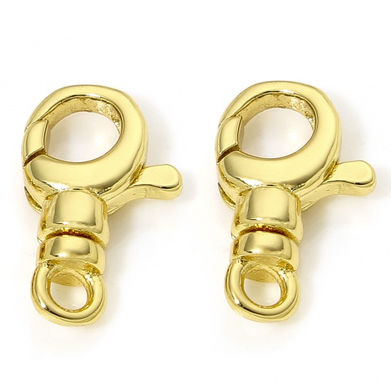 Immagine di 1 Pz Ecologico Ottone Fibbia Aragosta 18K Vero Oro Placcato 13mm x 8mm