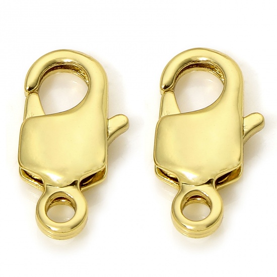 Immagine di 2 Pz Ecologico Ottone Fibbia Aragosta 18K Vero Oro Placcato 13mm x 6.5mm