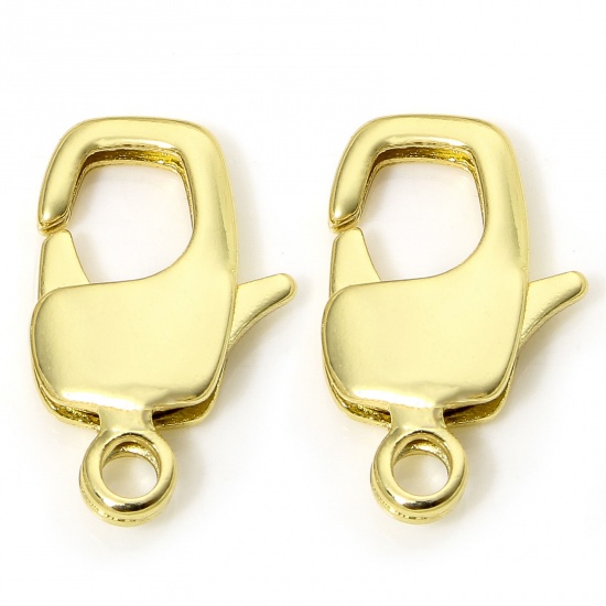 Immagine di 1 Pz Ecologico Ottone Fibbia Aragosta 18K Vero Oro Placcato 16.5mm x 10mm