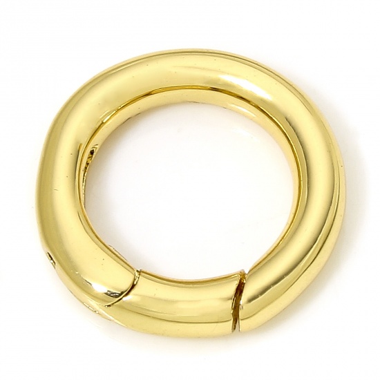 Picture of 1 Piece Eco-friendly Brass Bolt Spring Ring Clasps Round 18K Real Gold Plated 15mm Dia.