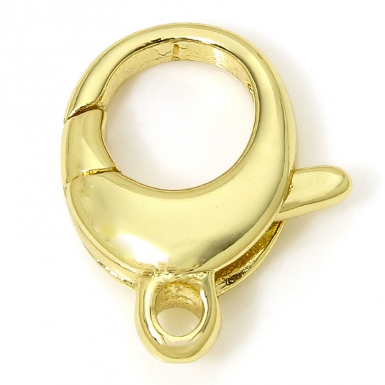 Picture of 1 Piece Eco-friendly Brass Lobster Clasp Findings 18K Real Gold Plated 17.5mm x 14mm
