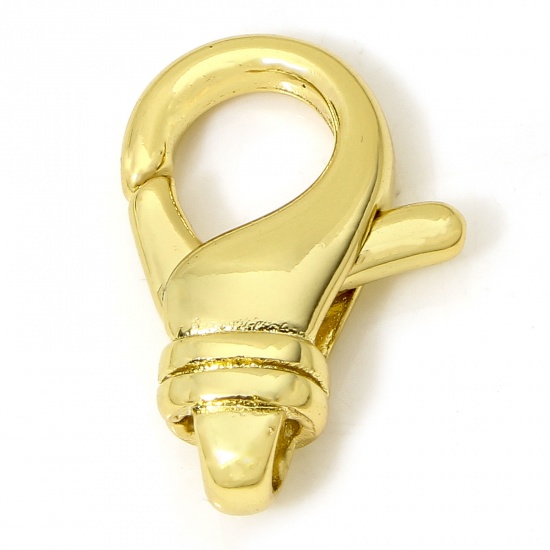 Picture of 1 Piece Eco-friendly Brass Lobster Clasp Findings 18K Real Gold Plated 19mm x 13mm
