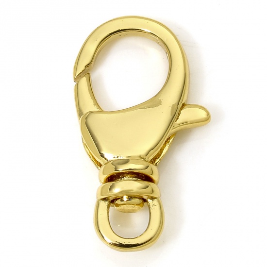 Picture of 1 Piece Eco-friendly Brass Lobster Clasp Findings 18K Real Gold Plated 21mm x 12mm
