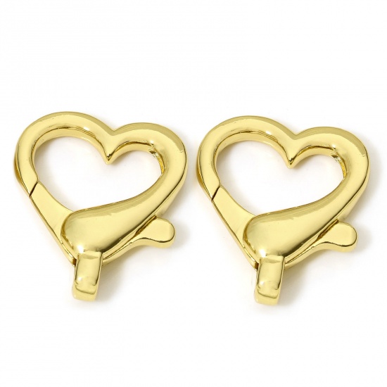 Immagine di 1 Pz Ecologico Ottone Fibbia Aragosta Cuore 18K Vero Oro Placcato 26mm x 22mm