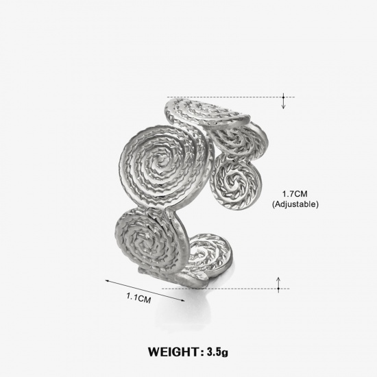 Immagine di 1 Pz 304 Acciaio Inossidabile Stile Ins Aperto Anello Tono Argento Tondo Spirale 17mm (taglia di US: 6.5)